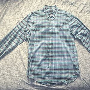 Ralph Lauren Men's Slim-Fit, Plaid,Button-Down Long Sleeve Shirt, Cotton, Size L